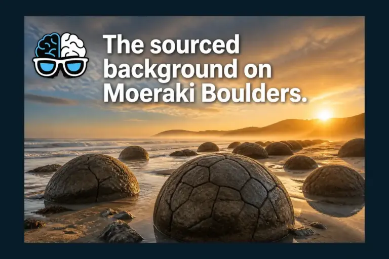 The sourced background on Moeraki Boulders.
