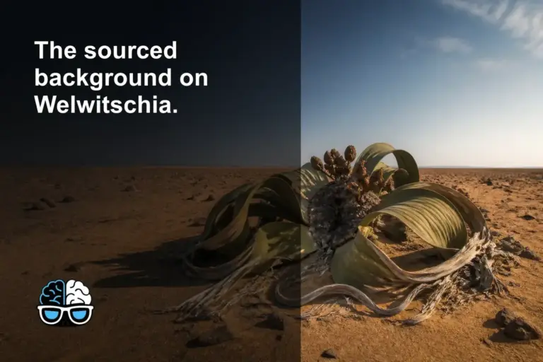 The sourced background on Welwitschia.