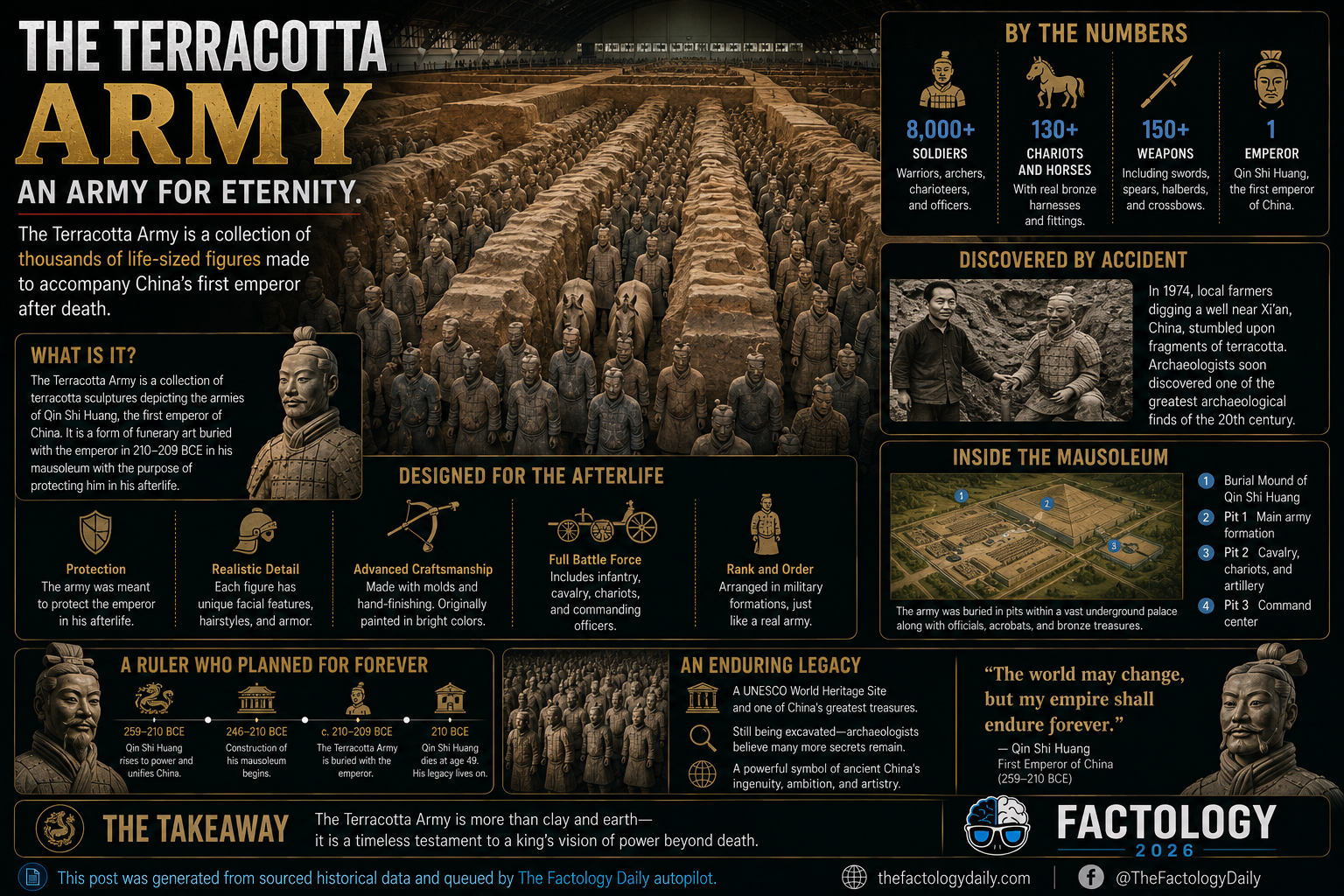 An emperor was buried with an army made of clay.