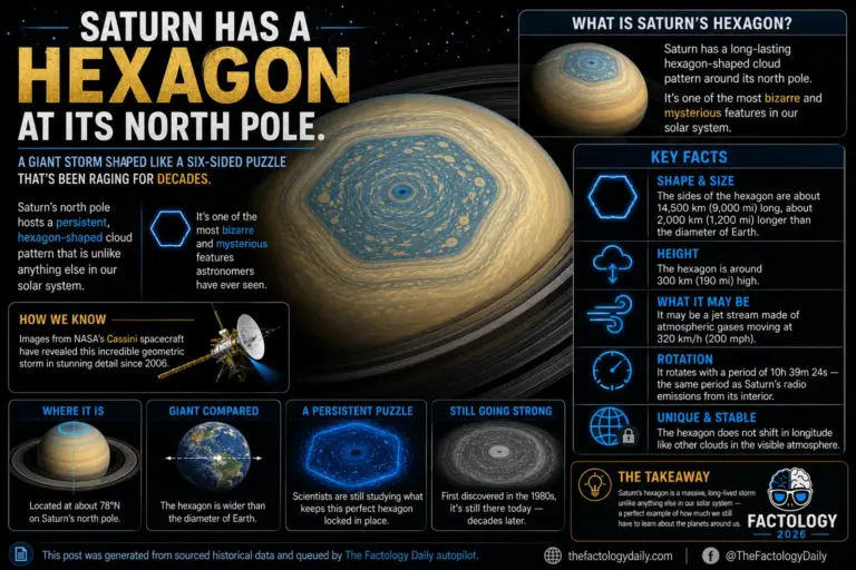 Saturn has a giant hexagon at its north pole.